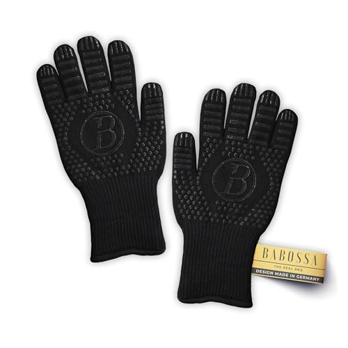 BABOSSA® Grillhandschuhe Aramid, rutschfeste Handschuhe fürs Grillen und Backen, Hitzebeständigkeit für Sicherheit am Grill und in der Küche mit anpassender Größe von BABOSSA