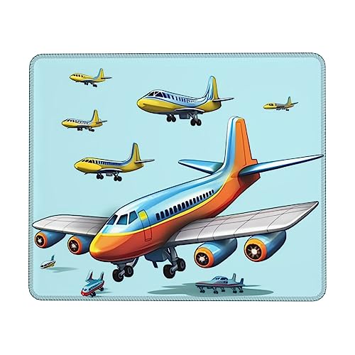 Mauspad mit Cartoon-Flugzeug-Motiv, mit rutschfester Gummiunterseite, Büro-Mauspad für Laptop, Gaming, Arbeit, PC, 25,4 x 30,5 cm von BAFAFA