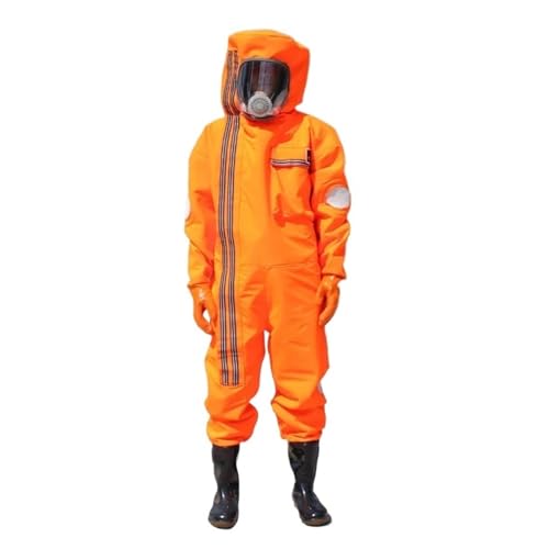 Wespenschutzkleidung, verdickter kompletter Satz atmungsaktiver Bienenfang-Antihornenanzug mit Ventilator, Imkerausrüstung(Orange,XL) von BAFEIYA