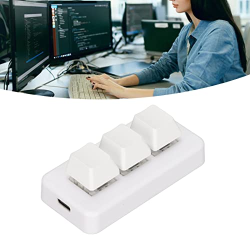 BAFOVY Programmierbare Makro-Tastatur mit 3 Tasten, RGB-Hintergrundbeleuchtung, Mechanischer -Stecker mit USB-Schnittstelle, Programmierbare Makro-Tastatur mit 3 Tasten, (White) von BAFOVY