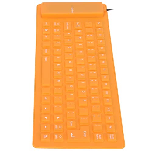 BAFOVY wasserdichte Silikontastatur, Leichte Tragbare Silikontastatur für PC, Rollbare Silikontastatur für Lautloses Tippen, Weiche, Komfortable Tastatur mit 85 Tasten, 3 Farben (ORANGE) von BAFOVY