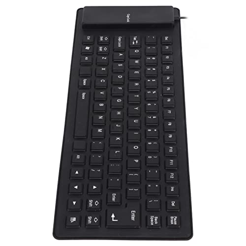 wasserdichte Silikontastatur, Leichte Tragbare Silikontastatur für PC, Rollbare Silikontastatur für Lautloses Tippen, Weiche, Komfortable Tastatur mit 85 Tasten, 3 Farben (Black) von BAFOVY