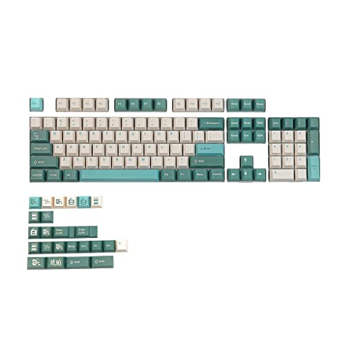 1 Set stilvolle bernsteinfarbene 128 Tastenkappen, PBT-Farbstoff-Sublimation, Kirsche für Tastenkappen mit 1,75U 2U Schaltung für mechanische Tastatur-Tastatur, PBT-Tastenkappen, 128-teiliges Set für von BAHJKASD