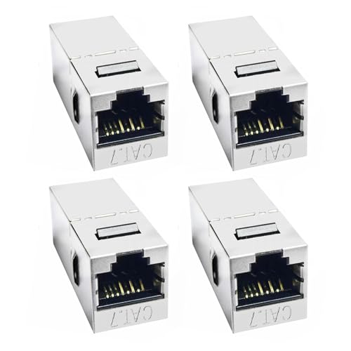 BAHJKASD 4 Stück Cat7 Keystone Kupplungen RJ45-Kupplungen Cat7-Kupplungen Keystone Inline Kupplungen Abgeschirmte Buchsen Auf Buchsen von BAHJKASD