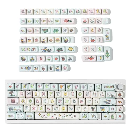 BAHJKASD Fruit Duck Tastenkappen 134-teiliges Set Farbsublimation Für 60/64/84/98/108 Mechanische Tastaturen von BAHJKASD