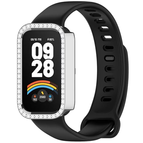 BAIDIYU Hülle Kompatibel mit Xiaomi Redmi Band 3,Harter PC + Mit Diamant, Sturzsicher, Kratzfest, Smartwatch Schutzhülle Kompatibel mit Xiaomi Redmi Band 3.(Silber) von BAIDIYU