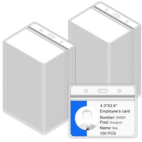 100 Stück Ausweishülle, 110x92 mm Horizontale Transparente Kartenhülle aus Kunststoff, Wasserdicht, Duable, Ausweishüllen, Ausweishalter, Kartenhalter für Namensschilder Ausweise Karten Schule von BAIFULAI
