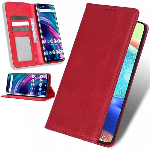 BAILI Lederhülle für Realme V60 Pro 5G Hülle, Tasche Cover Etui Handyhülle für Realme V60 Pro 5G, Rot von BAILI