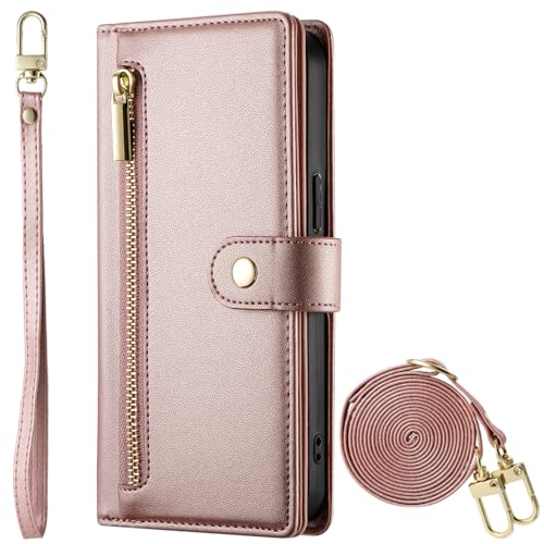 BAILI Zipper Wallet Handytasche für Realme 12 Plus 5G, 9 Kartenfächer, Geldtasche mit Reißverschluss für Realme 12 Plus 5G-09 von BAILI