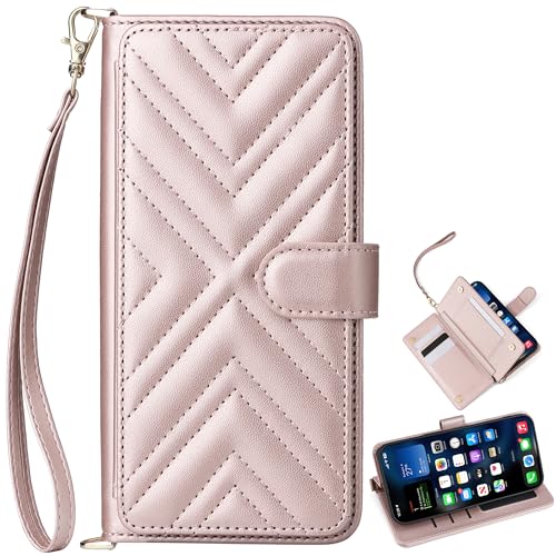 BAILI für Infinix Smart 8 HD/X6525 Hülle, Flip Wallet Lederhülle mit [6 Kartenfächern] [Ständer] Magnetische Abdeckung für Infinix Smart 8 HD/X6525 Handyhülle-Pink von BAILI