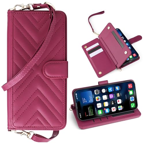 BAILI für Red Magic 10Pro/10Pro+ Hülle, Flip Wallet Lederhülle mit [6 Kartenfächern] [Handgelenkschlaufe] Abdeckung für Red Magic 10Pro/10Pro+ Handyhülle-Rot von BAILI