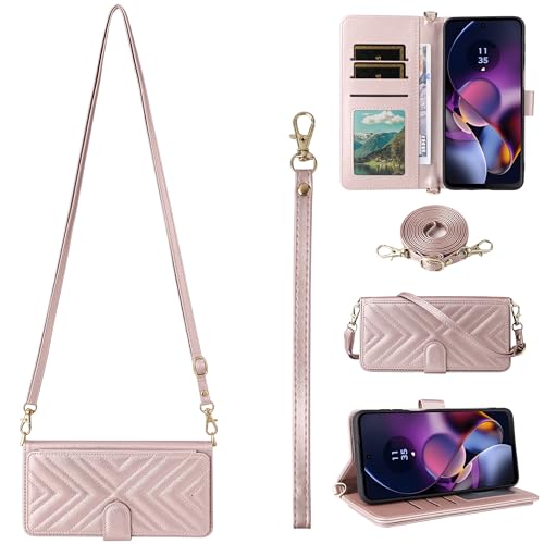 BAILI für Samsung Galaxy A55 5G Hülle, Flip Wallet Lederhülle mit [6 Kartenfächern] [Handgelenkschlaufe] Abdeckung für Samsung Galaxy A55 5G Handyhülle-Pink von BAILI