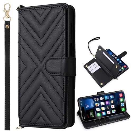 BAILI für Tecno Spark 20 Pro+ Hülle, Flip Wallet Lederhülle mit [6 Kartenfächern] [Ständer] Magnetische Abdeckung für Tecno Spark 20 Pro+ Handyhülle-Schwarz von BAILI