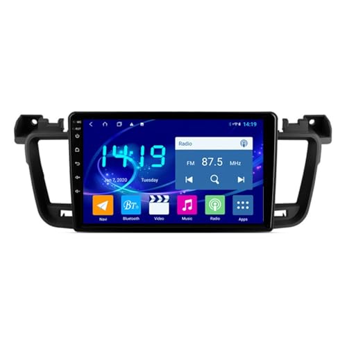 Android Autoradio Stereo 9 Zoll HD Digital Multi-Touchscreen Für Peugeot 508 2011-2018 Android Auto Mit Navigation Bluetooth-Unterstützung Radio Lenkradsteuerung DAB Mit Rückfahrkamera(8-Core 4G+WIFI von BAIWAAG