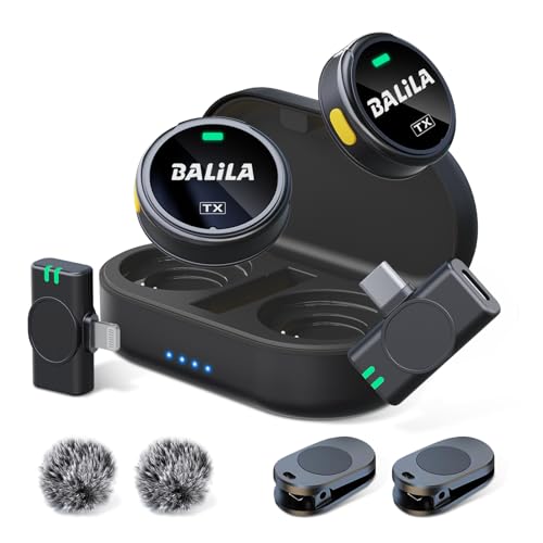 BALILA Kabelloses Lavalier Mikrofon Wireless für iPhone/Android Telefon/Kamera, 48kHz/24 bit Hi-Fi Audio, Geräuschunterdrückung, Plug-Play Wireles Ansteckmikrofon für Videoaufnahmen,Podcast,Interview von BALILA