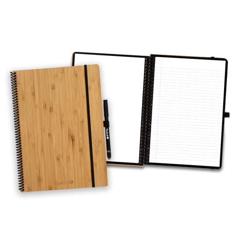 BAMBOOK Classic Notizbuch - Bambus-Holz Hardcover - A4 - Blanko & Liniert, Wiederverwendbares Notizbuch, Notizblock, Reusable Notebook von BAMBOOK