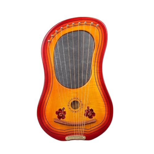 BAMFY Harfe 10,15 Saiten Klassisch Lyre Tragbar Massivholz Musikinstrument Für Anfänger Mit Gigbag Stimmschlüssel Ersatzsaiten(10 chords,Dark Electric box) von BAMFY