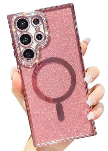 BANAILOA Design für Samsung Galaxy S23 Plus Hülle kompatibel mit Magsafe, Bling Strass Glitzer Hülle Magnetisch Weich Kamera Schutz Slim Galaxy S23 Plus Hülle – 6,6 Zoll (Pink) von BANAILOA