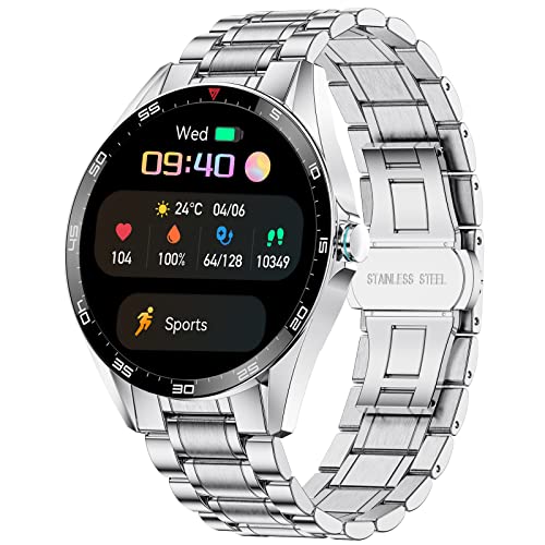 Smartwatch Herren 1.32'' Touchscreen Smartwatch Mit Telefonfunktion Fitnessuhr Viele Sportmodi/ Schlafmonitor/ IP67 Wasserdicht, Militär Smart Watch Kompatibel Mit iOS Android 360mAh Batterie 2024 von BANGWEI