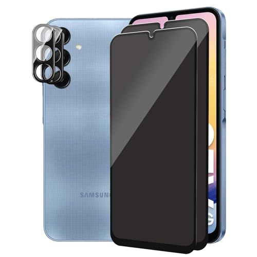 BANISIGA 2 Stück Sichtschutzglas für Samsung Galaxy A25 5G+2 Stück Kameraschutz, 9H Härte Folie,Anti-Spion Privatsphäre panzerfolie Anti-Spy Displayschutzfolie für Galaxy A25 5G von BANISIGA