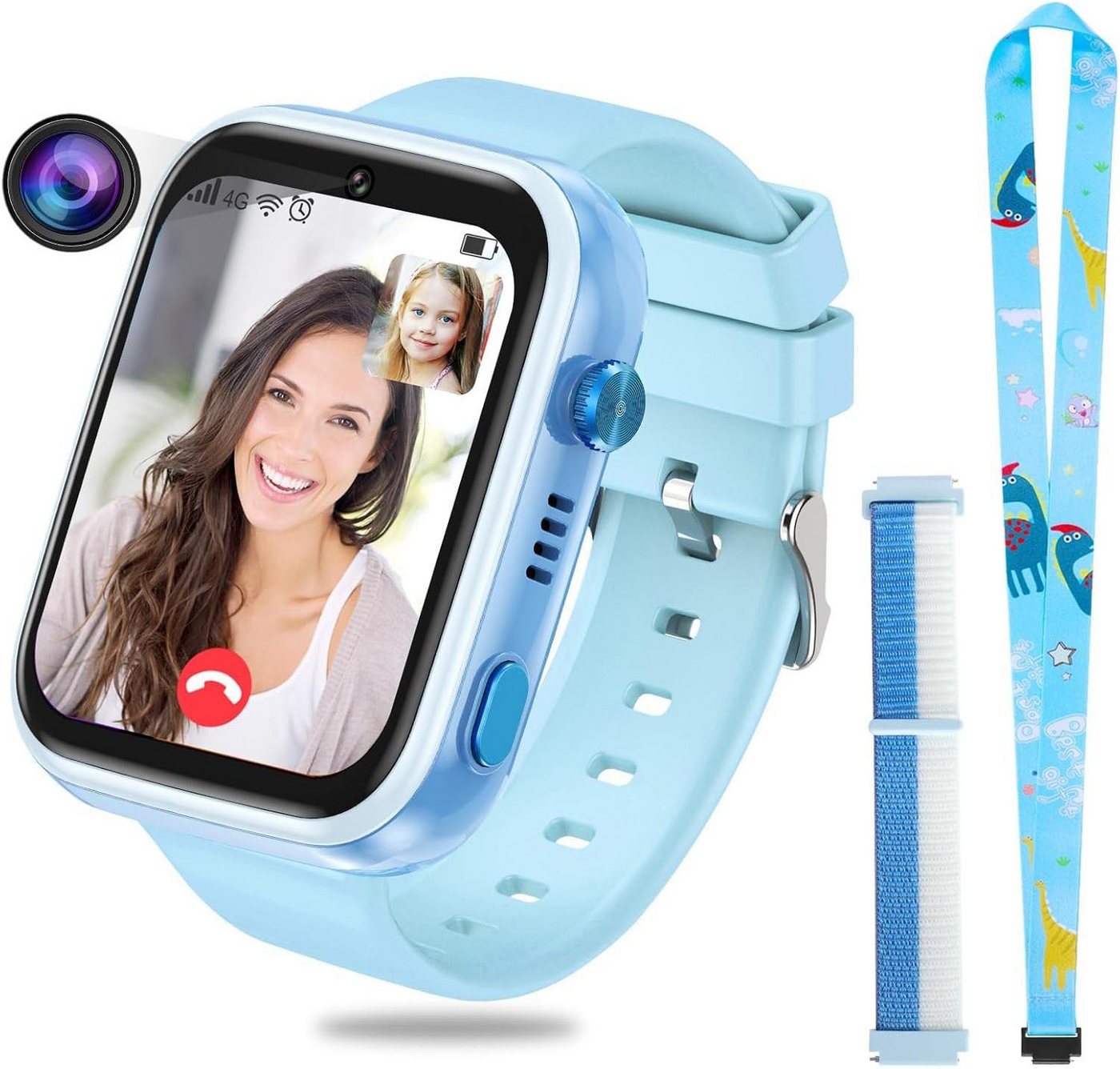 BANLVS 4G Kinder Smartwatch mit GPS und Telefonfunktion Smartwatch (4,64 cm/1,83 Zoll, Wasserdichter Touchscreen) Zwei-Wege-Anrufe, Bildkompetenz, SOS, WLAN, mehrere Desktop-Stile zur Auswahl, für 4–12 Jungen und Mädchen,für Android und IOS von BANLVS