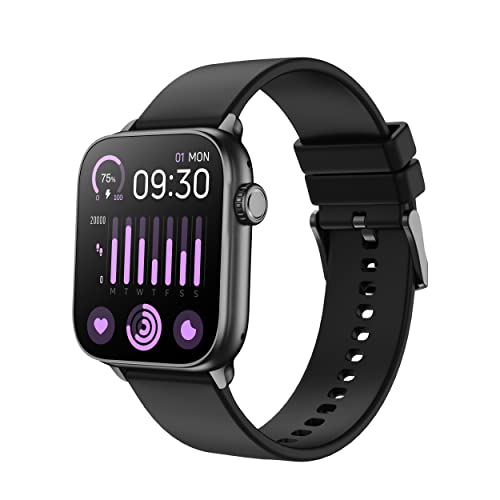 BANLVS Smartwatch Damen mit Telefonfunktion, Fitnessuhr Tracker mit Herzfrequenz/Schlafmonitor/SpO2/Schrittzähler iOS Android Schwarz von BANLVS