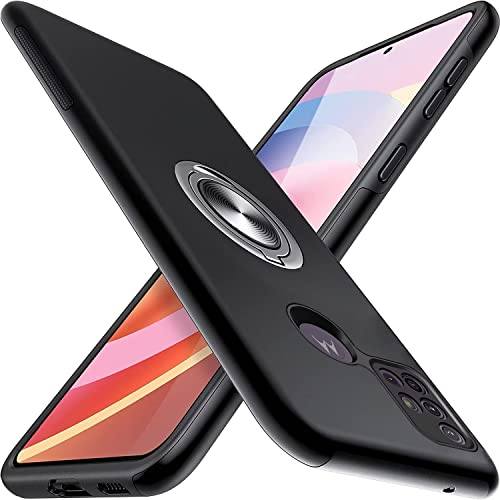 BAOJAY Hülle für Motorola Moto G10/G30,Matte Stoßfest Handyhülle mit Silicone Stoßstange & Magnetisch Ring Ständer,Multi-Layer Stoßfest Schutzhülle Design Case Cover,Schwarz von BAOJAY