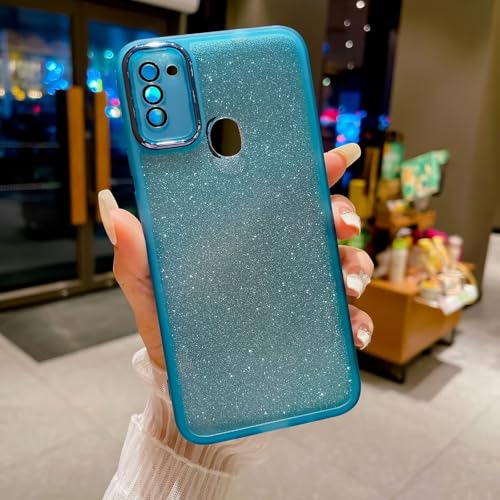 BAOJAY Schutzhülle für XiaoMi RedMi Note 9 4G Hülle Frauen Glitzer Luxus Niedlich Beschichtung Abdeckung Kameraschutz Stoßfeste,Silikon, Funkelnde Hülle,-Blau von BAOJAY