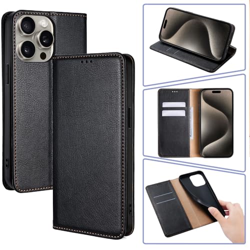 BARALARIQIU Handyhülle für iPhone 12 Hülle, Lederhülle Schutzhülle Tasche für iPhone 12 Hülle Wallet Kartenfach Standfunktion Klappbar Flip Case für iPhone 12 Hülle-Schwarz von BARALARIQIU