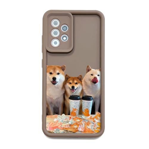 BARALARIQIU Kompatibel mit Samsung A55 5G Hülle, süßer Hund, lustige Tier-iPhone-Hülle, stoßfeste, schützende, weiche TPU-Hülle, Geschenk für Mädchen und Frauen(Braun) von BARALARIQIU