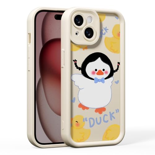 BARALARIQIU Kompatibel mit iPhone 11 Pro Max Hülle, Kawaii Cartoon süße Entenhülle Silikon 3D Cover Strap Weiches TPU Stoßfester Schutz für Kinder Mädchen und Frauen-Weiß von BARALARIQIU