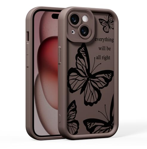 BARALARIQIU Kompatibel mit iPhone 12 Pro Max, Handyhülle für Frauen/Mädchen, Retro-Schmetterling, weiche Silikon-Handyhülle, stoßfeste Bumper-Rückseite(Braun) von BARALARIQIU