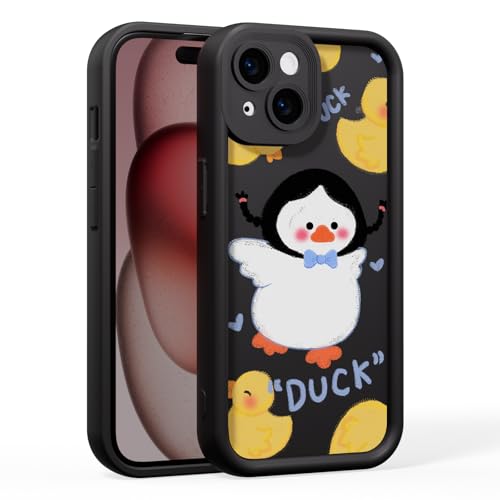 BARALARIQIU Kompatibel mit iPhone 7 Plus/8 Plus Hülle, Kawaii Cartoon süße Entenhülle Silikon 3D Cover Strap Weiches TPU Stoßfester Schutz für Kinder Mädchen und Frauen-Schwarz von BARALARIQIU