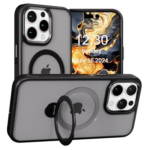 BARALARIQIU MagicStand Speziell für iPhone 16 Hülle mit Mag-Safe & Unsichtbarer Ständer [Militärschutz] [25W Schnellladung] Stoßfest Schutzhülle Dünn Griffig Case Matt Handyhülle-Schwarz von BARALARIQIU