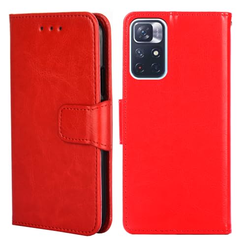 BARALARIQIU Wallet Case Kompatibel für Huawei nova Y61 hülle 6,52 Zoll,[Premium PU Leder] [RFID-Blocker][Kartenfach] Flip Echt Leder Klapphülle Handytasche,Schutzhülle Klappbar Flipcase-Rot von BARALARIQIU