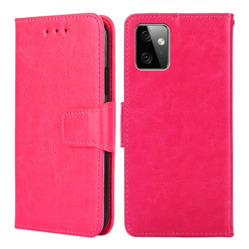 BARALARIQIU Wallet Case Kompatibel für Motorola Moto G05 hülle 6,67 Zoll,[Premium PU Leder] [RFID-Blocker][Kartenfach] Flip Echt Leder Klapphülle Handytasche,Schutzhülle Flipcase-Rosenrot von BARALARIQIU