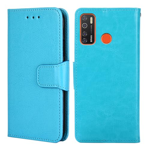 BARALARIQIU Wallet Case Kompatibel für Tecno Camon 30 Pro 5G hülle 5,9 Zoll,[Premium PU Leder][RFID-Blocker][Kartenfach] Flip Echt Leder Klapphülle Handytasche,Schutzhülle Klappbar Flipcase-Hellblau von BARALARIQIU