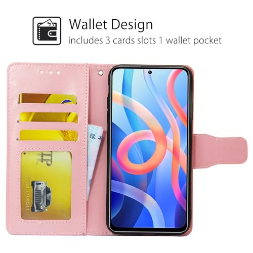 BARALARIQIU Wallet Case Kompatibel für Xiaomi 13 Pro hülle 6,73 Zoll,[Premium PU Leder] [RFID-Blocker][Kartenfach] Flip Echt Leder Klapphülle Handytasche,Schutzhülle Klappbar Flipcase-Rosa von BARALARIQIU