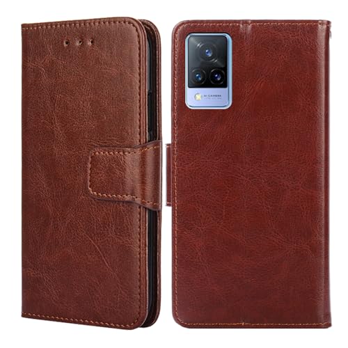 BARALARIQIU Wallet Case Kompatibel für vivo Y27 4G hülle 6,64 Zoll,[Premium PU Leder] [RFID-Blocker][Kartenfach] Flip Echt Leder Klapphülle Handytasche,Schutzhülle Klappbar Flipcase-Braun von BARALARIQIU