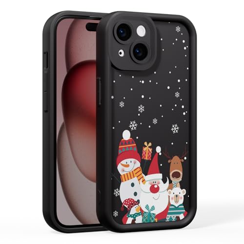 BARALARIQIU Weihnachten Hülle für iPhone XS Max,Handyhülle Rot Ultra Dünn Weich Silikon Stoßfest Case mit Hirsch Muster und Süß Schneemann Motiv,Christmas Schutzhülle-Schwarz von BARALARIQIU