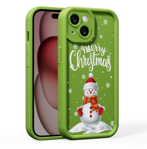 BARALARIQIU Weihnachtshülle für iPhone 13 für Frauen,Mädchen,Silikon,schlanke,weiche TPU-Stoßstangenabdeckung,süße,klare Weihnachts-Schneeflocken-Serie,schützende Schutzhülle-Grün von BARALARIQIU