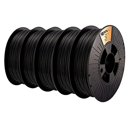 BASICFIL PLA (3D Drucker Filament) - COMBIPACK - 1.75mm, 5 x 1kg, Schwarz von BASICFIL