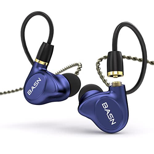 BASN Metalen In-Ear-Kopfhörer, 4 Treiber, geräuschisolierende IEMs mit tiefem Bass, für Musiker, Sänger, Schlagzeuger, Bassisten (Saphirblau) von BASN