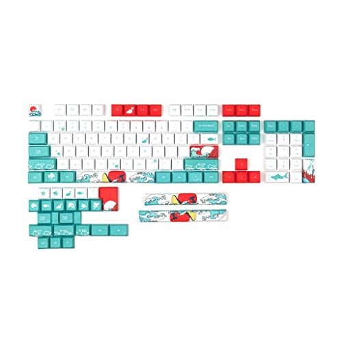 BAYORE 128 Tasten 5-seitige Dye Sub Tastenkappe Dickes PBT Tastenkappen Set XDA Profil Korallenmeer Für MX Schalter Mechanische Tastatur Tastenkappen Abdeckungen Für Tastatur Modisch von BAYORE