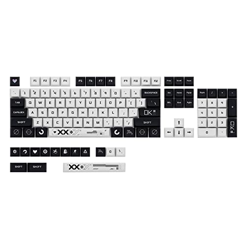 BAYORE Tastenkappen Mit Schwarz Weiß Druck PBT Farbsublimationsverfahren Tastenkappe 118 Tasten XDA Profil Für Die Installation Mechanischer Tastaturen Xda Profil Pbt Tastenkappen von BAYORE