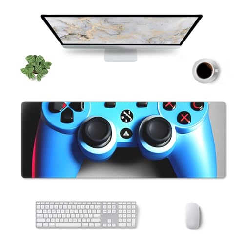 BBEXJIGY Blue Game Controller Print 29 x 80 cm Gummimatte für Büro Gaming Laptop Tastatur von BBEXJIGY