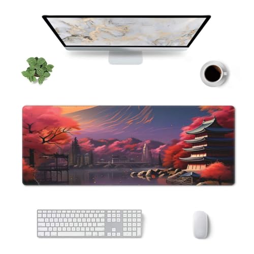 BBEXJIGY Große Gummi-Tastaturmatte für Büro, Gaming, Laptop, japanisches Fuji-Design, 29 x 80 cm von BBEXJIGY