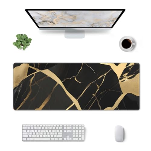 BBEXJIGY Große Gummi-Tastaturmatte für Büro, Gaming, Laptop, schwarzes Marmor-Design, 29 x 80 cm von BBEXJIGY