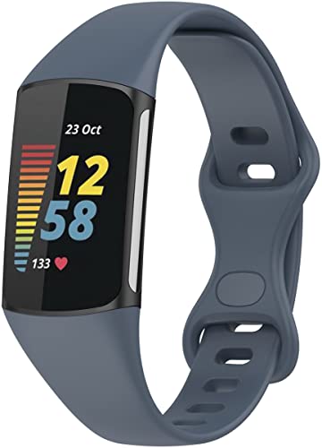 BBZ Charge 6 Armband,Charge 5 Armband,Weiches Sport-Silikon-Uhrenarmband, Ersatzarmband, Armband, Schlaufe, kompatibel mit Fitbit Charge 5 Activity Tracker von BBZ