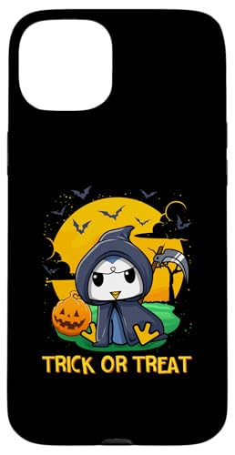 Hülle für iPhone 15 Plus Pinguin Sensenmann Süßes oder Saures Halloween-Kostüm von BCC Halloween Shirts